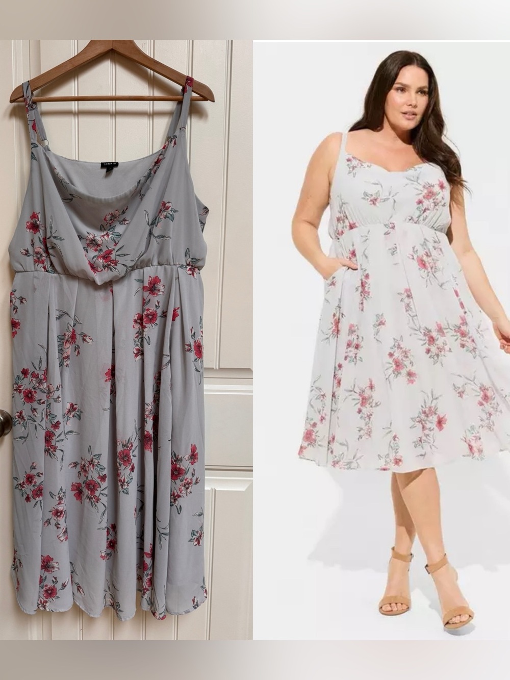 Torrid Maxi Chiffon Cowl Neck Pleated Dress in Fallover Floral. Torrid 2/18-20
